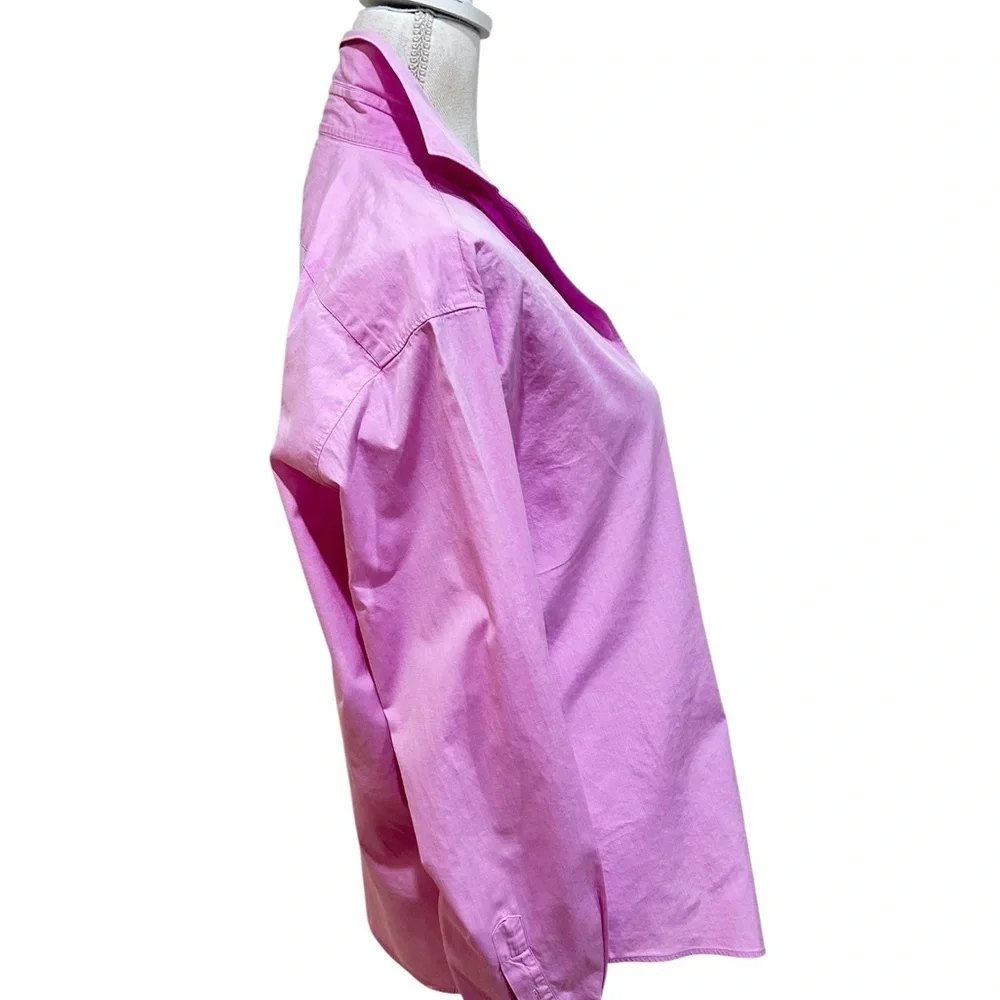 Faconnable pink Button-Down Shirt cotton chest pocket designed in France medium - Picture 6 of 8